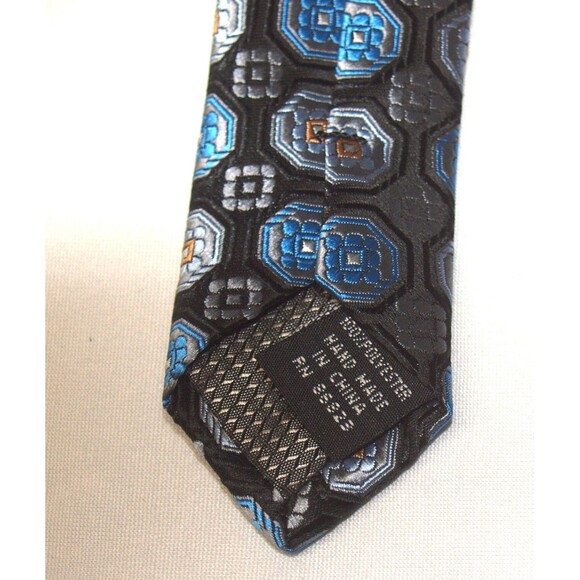 Bill Robinson Blue Black Hand Made 100% Polyester Men’s Neck Tie 3 1/8" x 60" - Picture 2 of 5